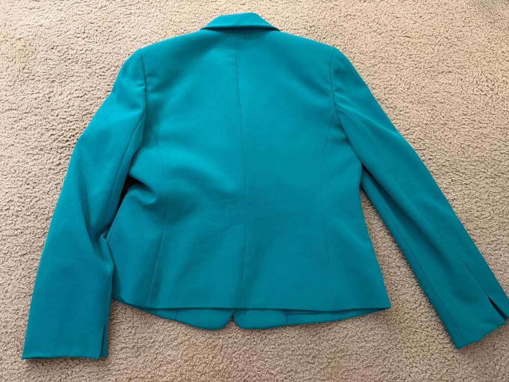 Kasper Women's Teal One-Button Shawl Collar Blazer Jacket Size 10P - Picture 3 of 4